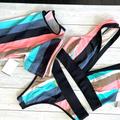 Free People Swim | New Body Glove 3 Piece Bikini Swimsuit / Rashguard Set! S M | Color: Blue/Tan | Size: M