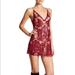 Free People Dresses | Free People Night Shimmer Embroidered Floral Sequin Lace Mesh Mini Dress Size 4 | Color: Pink/Red | Size: 4