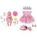 BABY Born Zapf Creation 827956 Magic Girl 43 cm - neu mit magischem Schnuller und 10 lebensechten Funktionen & Zapf Creation 830789 Deluxe Happy Birthday Set 43 cm - Geburtstags-Set