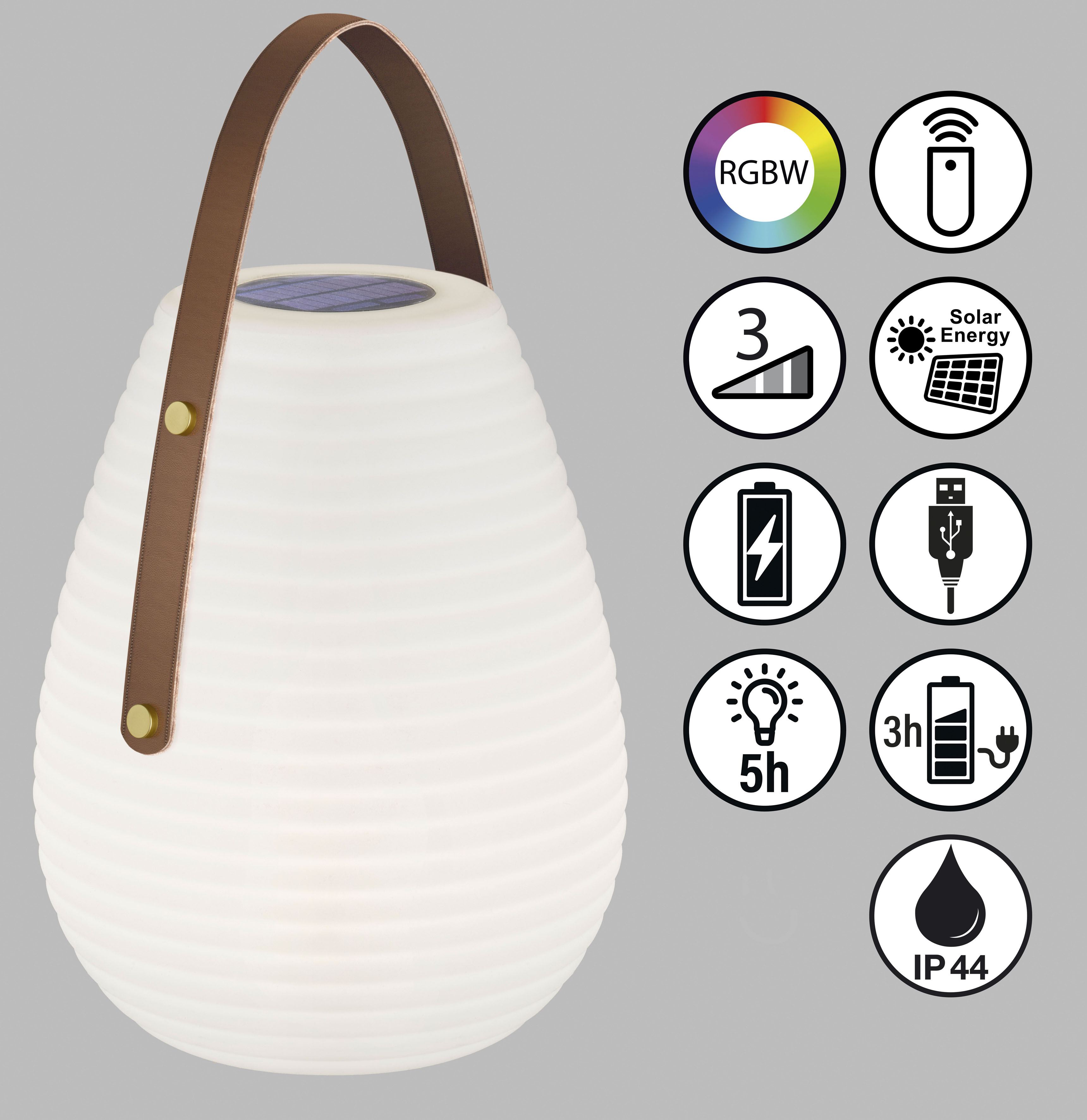 Außen-Tischleuchte "Bell", weiß, 1, Ø 27cm H: 46cm, 1 Stk., SCHÖNER WOHNEN-KOLLEKTION, Leuchten, LED 2 W+0,6 W RGB,mobiles Licht immer und überall dabei,dimmbar,RGB Image