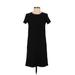 Chelsea28 Casual Dress - Shift Crew Neck Short sleeves: Black Print Dresses - Women's Size 2X-Small