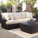 Woodard Aruba Patio Sofa w/ Sunbrella Cushions All - Weather Wicker/Wicker/Rattan in Brown | 32 H x 88 W x 37 D in | Wayfair S530031-54A