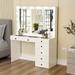 Boahaus Makeup Vanity Desk, 7 Drawers, Lights, White, USB Outlet