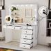 Boahaus Makeup Vanity Desk, 7 Drawers, Lights, White, USB Outlet