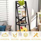 2 Pcs 4-Tier Ladder Shelf Bookshelf Bookcase Storage Display Leaning
