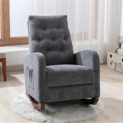 High Back Rocking Chair Nursery Chair Comfortable Rocker, Fabric Padded Seat