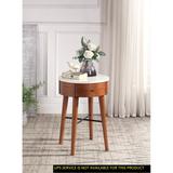 Walnut Finish with Faux Marble and Drawer Shelf Living Room Furniture Round Side Table for Den, Bedroom, or Living Room