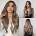 mishuowoti 24in/60cm long wavy gradient brown women s high temperature silk wig suitable for party festival