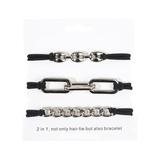 Yinguo Chain Leather Band Electroplating Alloy Hair Rope Hair Ring Bracelet Head Rope Bracelet Hair Band Black Elastic Women s Hair Band Bracelet