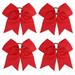 Hair Ties Ribbon Bows Knots Headwear 4 Pcs 8 Inch Elastic Ponytail Holders Pigtail Cheerleaders Dance Bow Band Headpiece Easter Day Party Styling Holiday Accessory School Wear For Girls (Red)