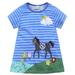 Girls Dresses Cotton Short Sleeve Casual Cartoon Appliques Striped Princess Dress