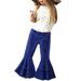 B91xZ Toddler Pants Girls Ruffles Ripped Two Flare Jeans Bottom Trousers Girls Bell Pants For Kids Baby Denim 16Y Toddler Blue Sizes 3-4 Years