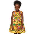 B91xZ Girls Summer Dresses Toddler Kids Baby Girls African Dashiki Traditional Style Sleeveless Round Neck Dress Ankara Yellow Sizes 2-3 Years