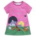 Girls Dresses Cotton Short Sleeve Casual Cartoon Appliques Striped Princess Dress