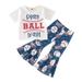 B91xZ Girls Outfit Sets Toddler Girls Short Sleeve Baseball Printed T Shirt Pullover Tops Bell Bottoms Pants Kids Outfits White Sizes 2-3 Years