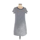 a.n.a. A New Approach Casual Dress - Shift Scoop Neck Short sleeves: Blue Print Dresses - Women's Size Medium