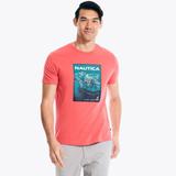 Nautica Men's Big & Tall Sustainably Crafted Sailing Division Graphic T-Shirt Dark Coral Cape, 2XL