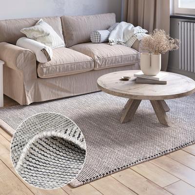 Wollteppich "Anisa", beige (creme, grau), B:120cm H:10mm L:170cm, Wolle, MYFLAIR MÖBEL & ACCESSOIRES, Teppiche, Wendeteppich, meliert, reine Wolle, handgewebt, Wohnzimmer Image