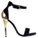 Zara Shoes | Luxe Zara Black High Heeled Slingback Suede Sandals Pumps W Gold Heels 8.5 Eu 39 | Color: Black/Gold | Size: 8.5