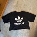 Adidas Tops | Adidas New York Cropped Tee | Color: Black/White | Size: M