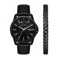 Armani Exchange Herrenuhr 3-Zeiger-Werk Wochentag Datum Edelstahl schwarz, AX7147SET