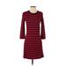 Gap Casual Dress - Sheath Crew Neck 3/4 sleeves: Red Color Block Dresses - Women's Size X-Small
