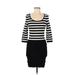 MNG Suit Casual Dress - Bodycon Scoop Neck 3/4 sleeves: Black Color Block Dresses - Women's Size Medium