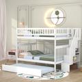 Gurchetan Standard Bunk Bed w/ Trundle by Harriet Bee Wood in White | 57.9 W x 92.9 D in | Wayfair E692C2DB2D794574926646A8A22780AE