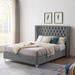 House of Hampton® King Bed w/ Button Designed Headboard Upholstered/Velvet in Gray | 52 H x 67 W x 87.5 D in | Wayfair