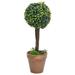 Primrue Artificial Topiary Tree Faux Boxwood w/ Pots Ball Shaped Green in Black | 22 H x 5.7 W in | Wayfair 7E9A61704B7046719F5CCB055F6C5CFF