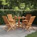 Red Barrel Studio® Feodosie 5 Piece Folding Patio Dining Set Solid Wood Teak Wood/Teak in Brown/White | 43.3 W x 43.3 D in | Wayfair