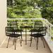 George Oliver Bistro Set Outdoor Patio Balcony Table & Chairs Rattan Look 5 Piece Glass/Metal in Black | 21.7 W x 21.7 D in | Wayfair
