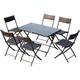 Outsunny - Ensemble salon de jardin 6 personnes grande table rectangulaire pliable + 6 chaises