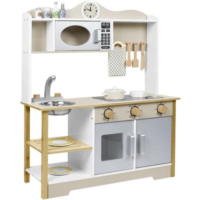 Kinderküche Spielküche aus Holz Kinder Küche Küchenspielzeug Set mit Zubehör (68x26x78cm) - Froadp Image