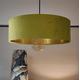 Large 45cm Olive Green Velvet Ultra Slim Lampshade with Gold Lining and XL LED Bulb Included