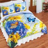 Butterfly Floral 3-Piece Quilted Comforter Set