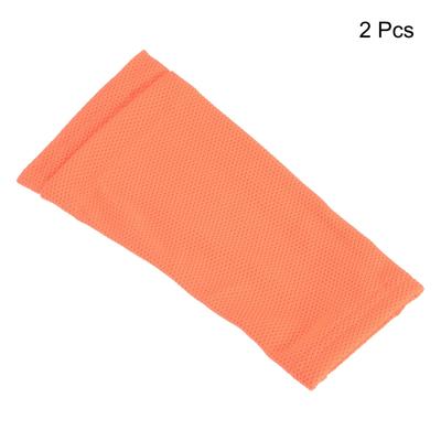 Size M Soccer Shin Guard Socks, 2 Pack Breathable Sleeves for Running, Orange