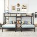 Metal Twin over Twin & Twin Bunk Bed, Triple Bunk Bed with Storage Shelves Staircase