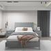 Full Bed with One Nightstand Beautiful Line Stripe Cushion Headboard