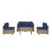 Maui 5-Piece Outdoor Conversation Set including 2 Armless Sofa Seats and Coffee Table in Natural Aged Wicker