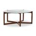 Aurelle Home Heatra Modern Solid Wood Round Glass Top Coffee Table