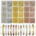 MesaSe Gold Beads for Jewelry Bracelet Making 8 Styles Spacer Beads Kit DIY handmade beaded accessories (Gold Silver Rose Gold)