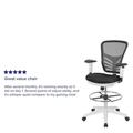 Lancaster Home Mid-Back Mesh Ergonomic Drafting Chair with Adjustable Foot Ring and Arms Black Mesh/White Frame