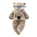 Toddler Girls Jump Hooded Solid Romper Baby Velvet Cartoon Bear Outfit Sets