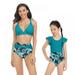 Family Matching Swimsuits Leaves Print Bathing Suits Summer Beach Bikini