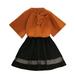 B91xZ Girls Outfits Kids Toddler Girls Short Sleeve Solid Bowknot Tops Tulle Skirt Outfits Set Black Sizes 11-12 Years