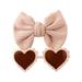 2Pcs/Set Kids Heart Sunglasses With Elastic Headband Beach Sun Glasses Kids Puff Bow Headwear