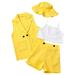 B91xZ Girls Summer Outfits Summer Toddler Girls Sleeveless Coat White Vest Shorts Hat Four Piece Outfits Set for Kids Clothes Yellow Sizes 2-3 Years