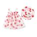 Baby Deals!Toddler Girl Clothes Clearance Toddler Girl s Summer Dresses Toddler Baby Girl Summer Fruit Printed Mesh Suspender Dress with Hat Summer Dresses for Toddler