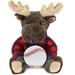 DolliBu Moose with Baseball Plush and Red Plaid Hoodie - Soft Huggable Buffalo Playtime Bison Teddy Bear Plush Toy Cute Wildlife Gift Baseball Plush Stuffed Animal Toy for Kids and Adults - 10 Inch